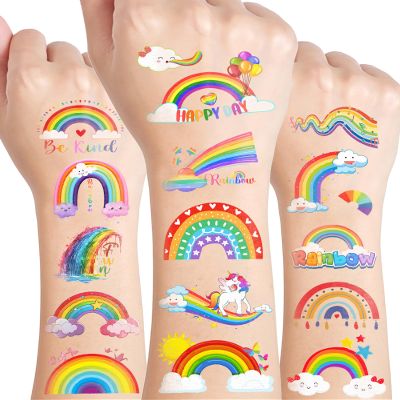 170 Pieces Rainbow Temporary Tattoos Stickers,20 Sheets Rainbow Cloud Sun Themed Tattoos Stickers Party Decoration favors for Kids Girl Boys Birthday Baby Shower Party Decoration Supplies