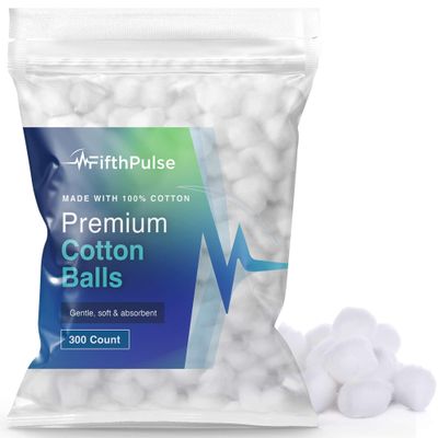 Premium Cotton Balls for Face - 300 Absorbent and Soft White Colored Cotton Balls - Made with 100% Cotton - Use for Crafts, Makeup, Wounds, and Nails