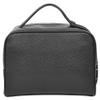 A1 FASHION GOODS Full Grain Leather Toiletry Bag, Wash Bag Shaving Kit, Cosmetics Pouch Zipper Travel Midnight Black AYD6, Black, Leather view 2
