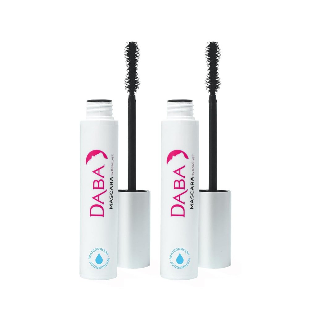 DABALASH Daba Duo 24-Hour Waterproof Mascara Twin Pack with 100% Natural Beeswax Promotes Longer, More Voluminous & Defined Lashes for All Day Wear Two 0.45 oz Mascaras, Very Black