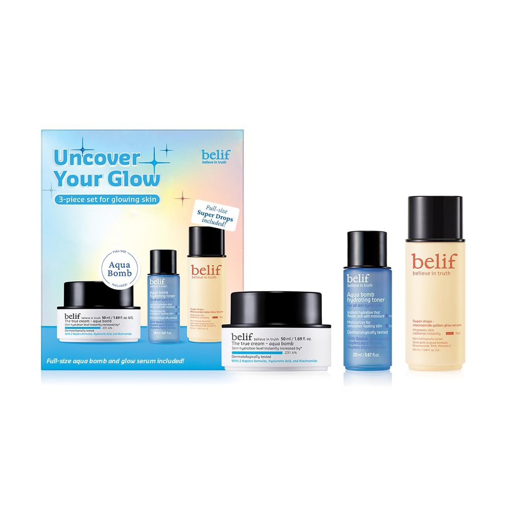 Christmas Gifts - Aqua Bomb Daily Face Moisturizer, Niacinamide Vitamin C Golden Glow Serum, Aqua Bomb Hydrating Toner - Hyaluronic Acid, For All Skin Types, Korean Skin Care