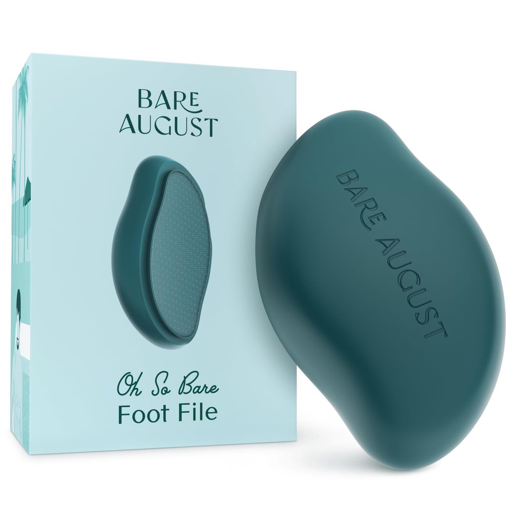 Bare August Glass Foot File Callus Remover for Feet | Heel Scraper & Foot Scrubber in Shower for Dead, Dry & Spilt Skin | Pedicure Foot Buffer & Foot Callus Remover Tool for Soft & Smooth Feet (Teal)