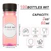 100 Pcs 2oz Plastic Bottles with Lids, Clear Plastic Bottle with Caps 2 oz for Liquids Small Reusable Ginger Shots Bottle Vial Beverage Container Leak Proof Mini Jars for Milk, Water, Ginger, Juice view 2