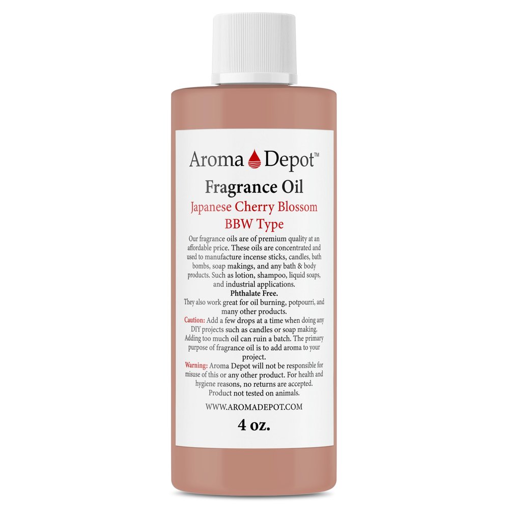 Aroma Depot Japanese Cherry Blossom 4 fl oz. Fragrance Oil I Perfume I Skin Oil I Scented Oil for DIY Projects Bath Bombs, Body Butters, Creams & Lotions. Works for Diffuser, Burners, or Warmers.