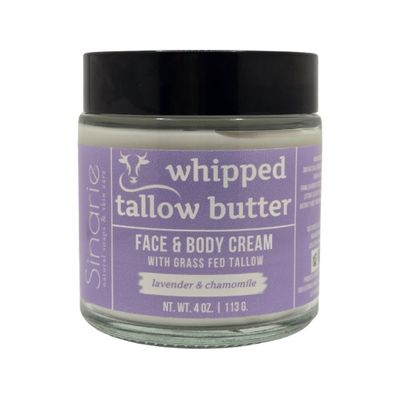 Sinarie Grass-Fed Beef Tallow Body Butter - Emulsified, Non-Greasy Moisturizer, 4 oz Soaps & Skin Care (4 oz., Lavender & Chamomile)