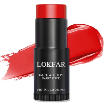 LOKFAR Red Face Body Paint Stick, Eye Black Stick for Sports, Waterproof Full-Coverage Red Face Makeup for Halloween Zombie Clown Vampire Joker Devil Cosplay Makeup