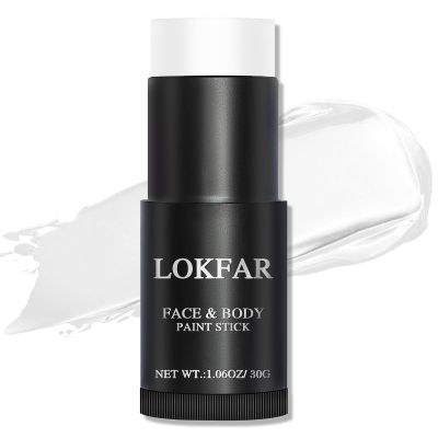 LOKFAR White Face Body Paint Stick, Eye Black Stick for Sports, Waterproof Full-Coverage White Foundation Face Makeup for Halloween Zombie Clown Vampire Skeleton Skull Joker Goth Cosplay Makeup