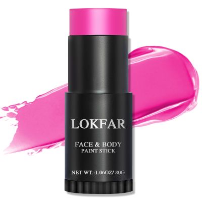 LOKFAR Pink Face Body Paint Stick, Football Baseball Eye Black Stick for Sports, Waterproof Full-Coverage Pink Face Makeup for Halloween Cheshire Cat Stage Cosplay Makeup