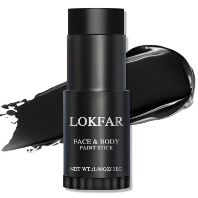 LOKFAR Black Face Body Paint Stick, Football Baseball Eye Black Stick, Waterproof Full-Coverage Face Makeup for Halloween Zombie Clown Vampire Skeleton Skull Joker Cosplay Makeup