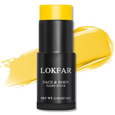 LOKFAR Yellow Face Body Paint Stick, Eye Black Stick for Sports, Waterproof Full-Coverage Yellow Face Makeup for Halloween Lion Tiger Minions Stage Cosplay Makeup