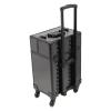 KONGKUNI Professional Rolling Makeup Case Aluminum Trolley Train Case with 360 Swivel Wheels, Makuep Travel Case Cosmetic Organizer with Drawers for Nail Tech Hairstylist Salon Barber (Black) view 3