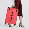 LIAPDG Portable 3-Tier Makeup Train Case, Freestanding Makeup Cart Suitca Rolling Makeup Case Nail Polish Organizer Jewelry Travel Cosmetic Train Case for Manicurists, Makeup Artists Rose Red view 3