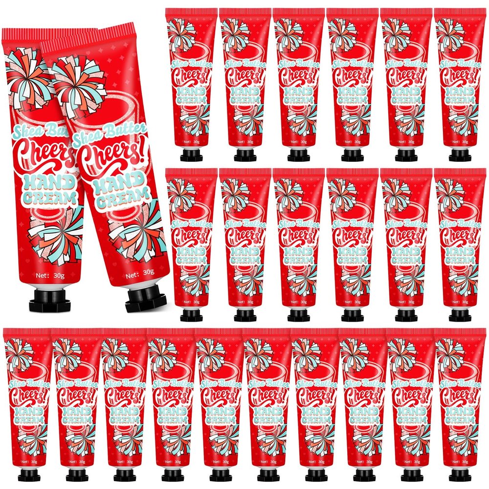 Dansib 24 Pcs Cheer Team Homecoming Gifts Bulk Hand Cream Lotion Cheerleader Goodie Bag Stuffers Cheerleading Party Favors for Women Football Basketball Season Senior Night Items(Red)