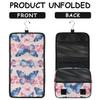 Foerrkelg Personalized Butterfly Hanging Travel Makeup Bag for Women,Custom Name Toiletry Bag with Hook,Portable Cosmetic Bag Organizer - Pink Blue view 4
