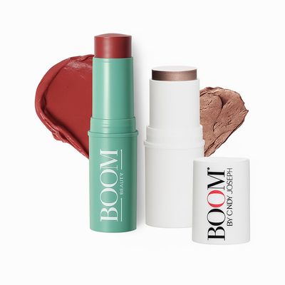 Boomstick Rose Nude  Duo - Blush Stick in Rose Nude & Boomstick Glimmer  Highlighter Stick, Multi-Use Vegan Moisturizer & Makeup Sticks - BOOM! by Cindy Joseph