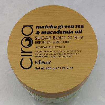 Ciroa, Matcha Green Tea & Macadamia Oil, SUGAR BODY SCRUB, 21.2 oz (600gr) Brighten & Restore, (Pack of One)