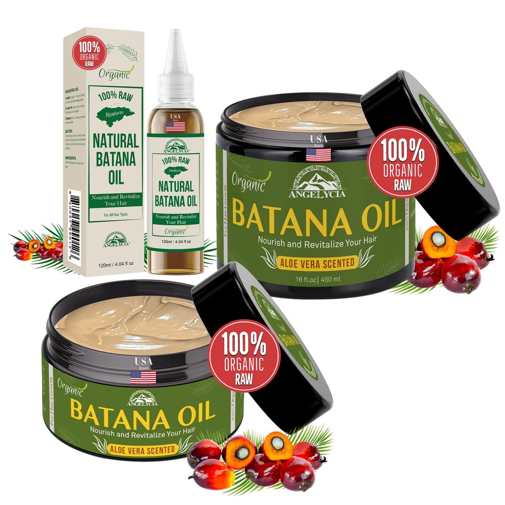 ANGELYCIA Batana Oil Hair Growth Set, Dr. Sebi Batana Oil from Honduras, Nourish Strengthen Prevent Hair Loss, All Hair Types
