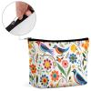 Dwrepo Makeup Bag Large Capacity Travel Makeup Bag PU Leather Cosmetic Bag for Women Flower And Bird Pattern Toiletry Bag Portable Zipper Makeup Organizer, white view 4