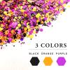 Black Orange Purple Mixed Holographic Chunky Glitter, 13g (2 Jars x 6.5g) Crafts Glitter Powder with 10g Gel and Brush, Halloween Iridescent Nail Sequins Face Eye Glitter Tumblers DIY Decorations view 3