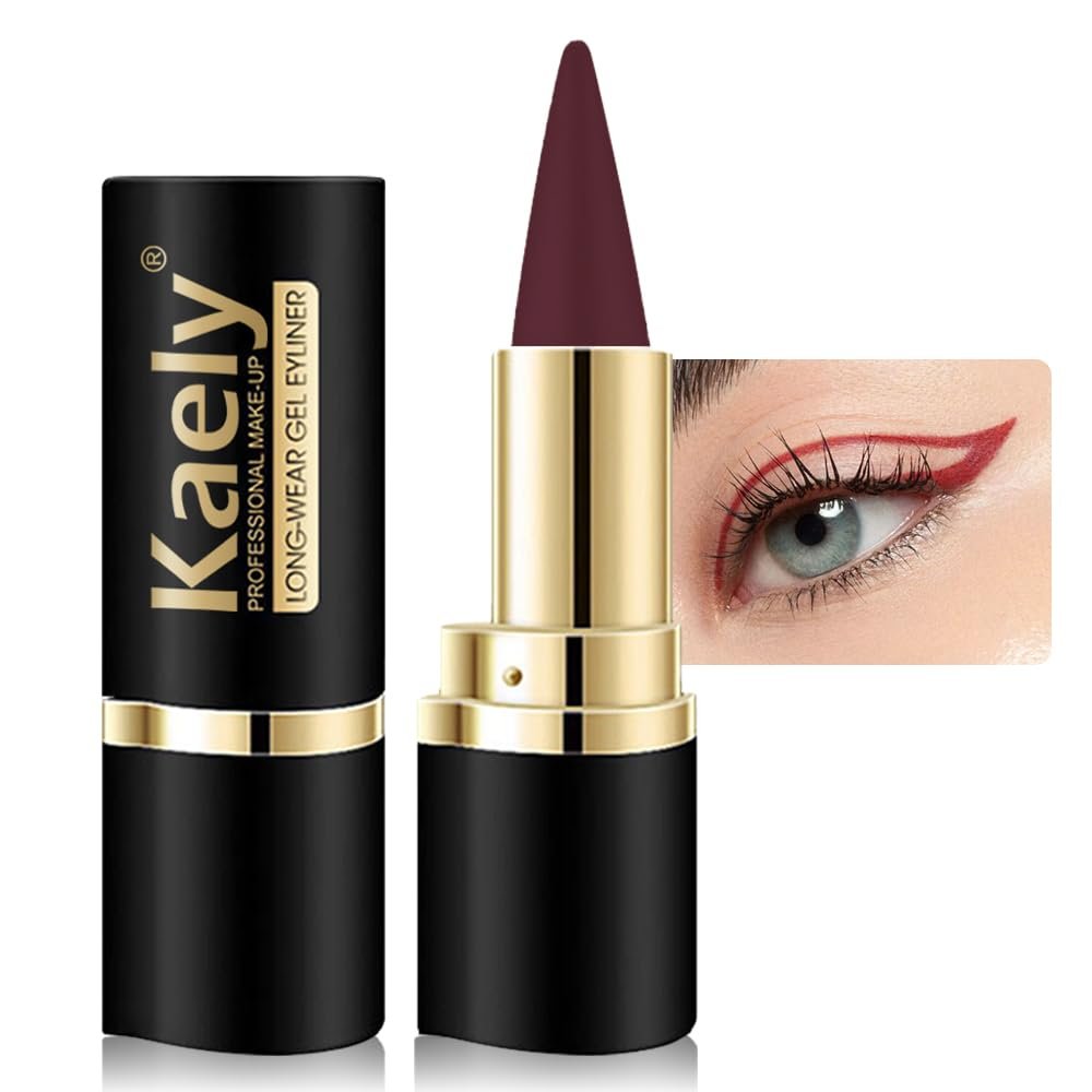 AMY'S DIARY Deep Red Gel Eyeliner Pencil,Natural Cream Eye Liner Waterproof Smudge Proof,Cat Eye eyeshadow Colored Stick Crayon,Goth Halloween Makeup,delineador de ojos contra el agua