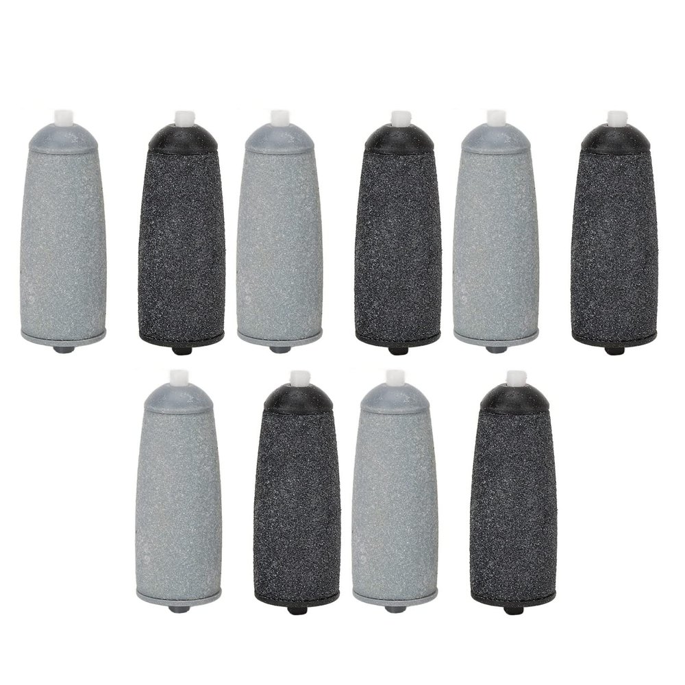 10pcs Replacement Coarse Fine Roller Head for Electric Foot Callus Remover Efficiently Remove Dead Skin Sandstone ABS Material Black Gray