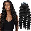 YUXING1205 Natural Hair Extensions Deep Wave Tape in Human Hair Extensions Deep Curly Tape Ins Hair Extensions Black Girls Skin Weft Remy(40 PCS,20inch) view 1