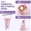 2 Pack Makeup Brush Cleaner Mat 3 in 1 Silicone Makeup Brush Cleaner Makeup Brush Cleaning Bowl Makeup Brush Sponge Scrubber Tool for Cleaning, Storage And Upside Down DryingTwo Pink) view 2