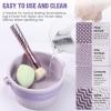 2 Pack Makeup Brush Cleaner Mat 3 in 1 Silicone Makeup Brush Cleaner Makeup Brush Cleaning Bowl Makeup Brush Sponge Scrubber Tool for Cleaning, Storage And Upside Down DryingTwo Pink) view 3