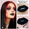 Black Matte Liquid Lipstick Set,Waterproof Smudge Proof Black Lip Liner and Lipstick Set for Women,Velvet Long Lasting Non-stick Cup Lip Gloss Stain Set for Halloween Cosplay Goth Daily Lip Makeup view 2