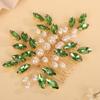 BERYUAN Crystal Rhinestone Hair Comb Rhinestone Pearls Headpiece Teardrop Rhinestone Wedding Hair Accessories for Women (green) view 2