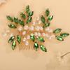 BERYUAN Crystal Rhinestone Hair Comb Rhinestone Pearls Headpiece Teardrop Rhinestone Wedding Hair Accessories for Women (green) view 3