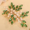 BERYUAN Crystal Rhinestone Hair Comb Rhinestone Pearls Headpiece Teardrop Rhinestone Wedding Hair Accessories for Women (green) view 4