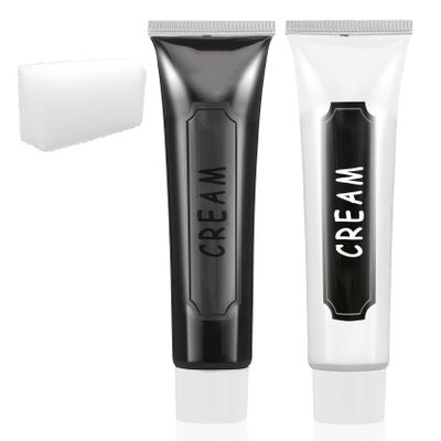 Black and White Body Paint Makeup Kit, Halloween Face Paint for Adults, Washable Cream With Sponges, Cosplay Costume Clown Festivals Goth Skeleton Skull SFX Makeup