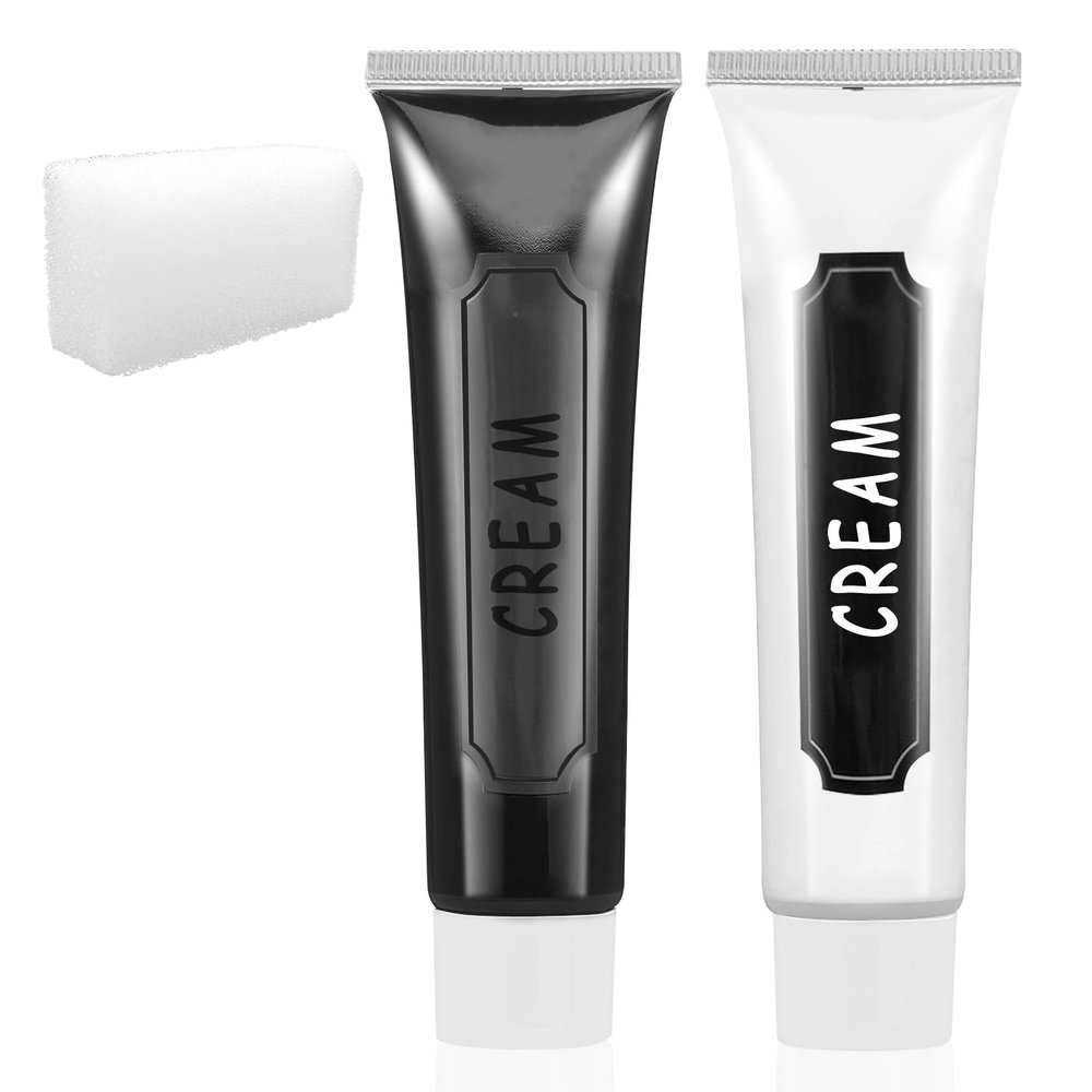 Black and White Body Paint Makeup Kit, Halloween Face Paint for Adults, Washable Cream With Sponges, Cosplay Costume Clown Festivals Goth Skeleton Skull SFX Makeup