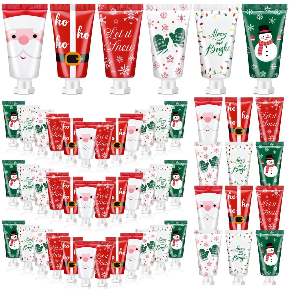 48 Pieces Secret Santa Gift Set: Mini Christmas Hand Cream Travel Size Lotion Bulk Holiday Stocking Stuffers Appreciation Gifts for Women Employee Coworker Staff 30ml 6 Natural Plant Fragrance