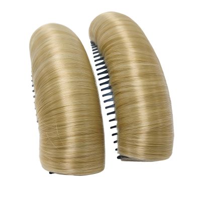 2Pcs 4.7inch Womens Blonde Fluffy Hair Pad Invisible Bump Clip for Volume Base Insert Tool Styling Increased Comb(Suggest for Heavy Long Hair)