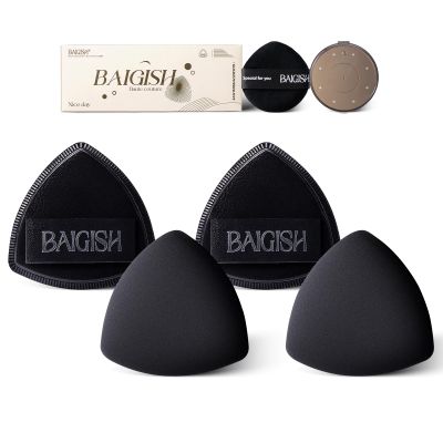 BAIGISH Makeup Sponge Set For Foundation Concealer, Triangle Powder Puff Soft Sponges Blender, Latex Free Blender Sponge For Liquid, Cream, and Powder Seamless & Flawless Makeup (Black)