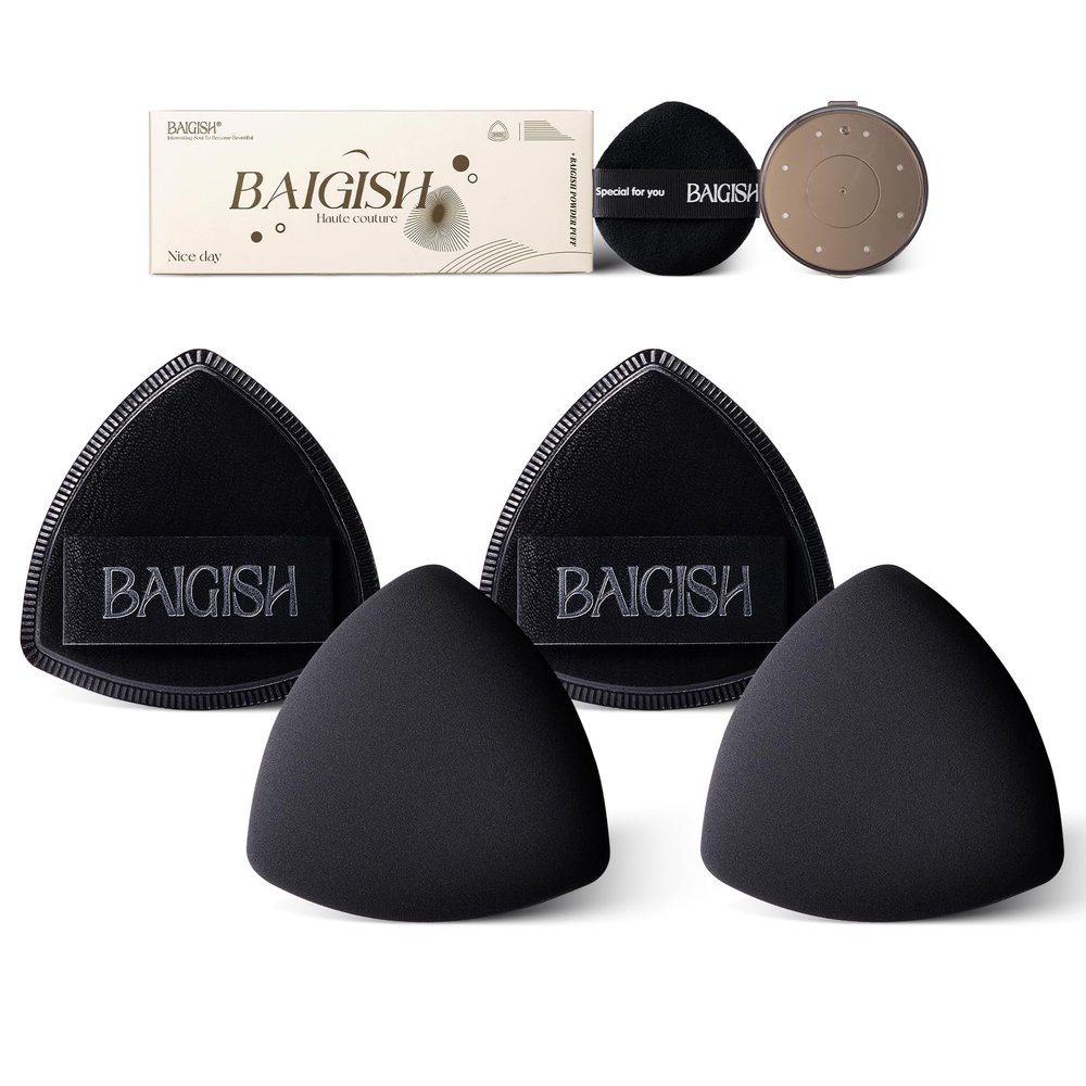 BAIGISH Makeup Sponge Set For Foundation Concealer, Triangle Powder Puff Soft Sponges Blender, Latex Free Blender Sponge For Liquid, Cream, and Powder Seamless & Flawless Makeup (Black)