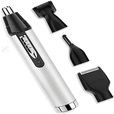CXAPRDSH Nose Hair Trimmer for Hygienic Grooming with Rinseable, Interchangeable Heads for Eyebrows, Neckline, Nose, Ears, & Other