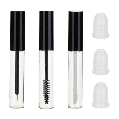 NICENEEDED 3 Pack Empty Mascara Tube, Eyeliner Tube Lip Gloss Tubes Eyelash Cream Container Bottle with Rubber Inserts, Ideal Kit for DIY Cosmetics Clear Travel Bottle