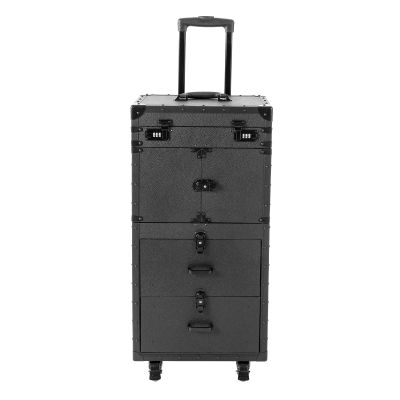 GEYOPMID Rolling Makeup Case, Professional Cosmetic Organizer Box Cosmetic Trolley Makeup Storage Organizer Box FloorStanding Rolling Makeup Case for Travel, Performance
