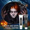 Black and White Face Body Paint, 2PCS Oil Based Full Coverage Painting Kit With Sponge, Washable Halloween Cream SFX Makeup for Goth Clown Zombie Festivals Skull Skeleton Cosplay view 2