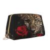 RLDOBOFE Toiletry Bag for Women Men Dopp Kit Travel Makeup Bag Rose Leopard Make Up Organizers Cosmetic Bag view 2