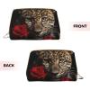 RLDOBOFE Toiletry Bag for Women Men Dopp Kit Travel Makeup Bag Rose Leopard Make Up Organizers Cosmetic Bag view 3