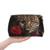 RLDOBOFE Toiletry Bag for Women Men Dopp Kit Travel Makeup Bag Rose Leopard Make Up Organizers Cosmetic Bag view 4