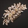 BERYUAN Wedding Bridal Rhinestone Pearls Hair Comb Silver Gold Flowers Leaves Wedding Hair Comb Bridal Hair Clips Flowers Wedding Hairpiece for Brides Bridesmaid (gold) view 2