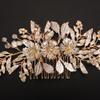 BERYUAN Wedding Bridal Rhinestone Pearls Hair Comb Silver Gold Flowers Leaves Wedding Hair Comb Bridal Hair Clips Flowers Wedding Hairpiece for Brides Bridesmaid (gold) view 4