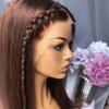 Brown 13x6 HD Transparent Lace Frontal Human Hair Wigs for Black Women Pre Plucked Brazilian Virgin Hair 2# Colored Long Straight Wig Glueless Natural Hairline Wig 150% Density 18Inch view 2