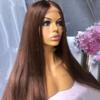 Brown 13x6 HD Transparent Lace Frontal Human Hair Wigs for Black Women Pre Plucked Brazilian Virgin Hair 2# Colored Long Straight Wig Glueless Natural Hairline Wig 150% Density 18Inch view 4