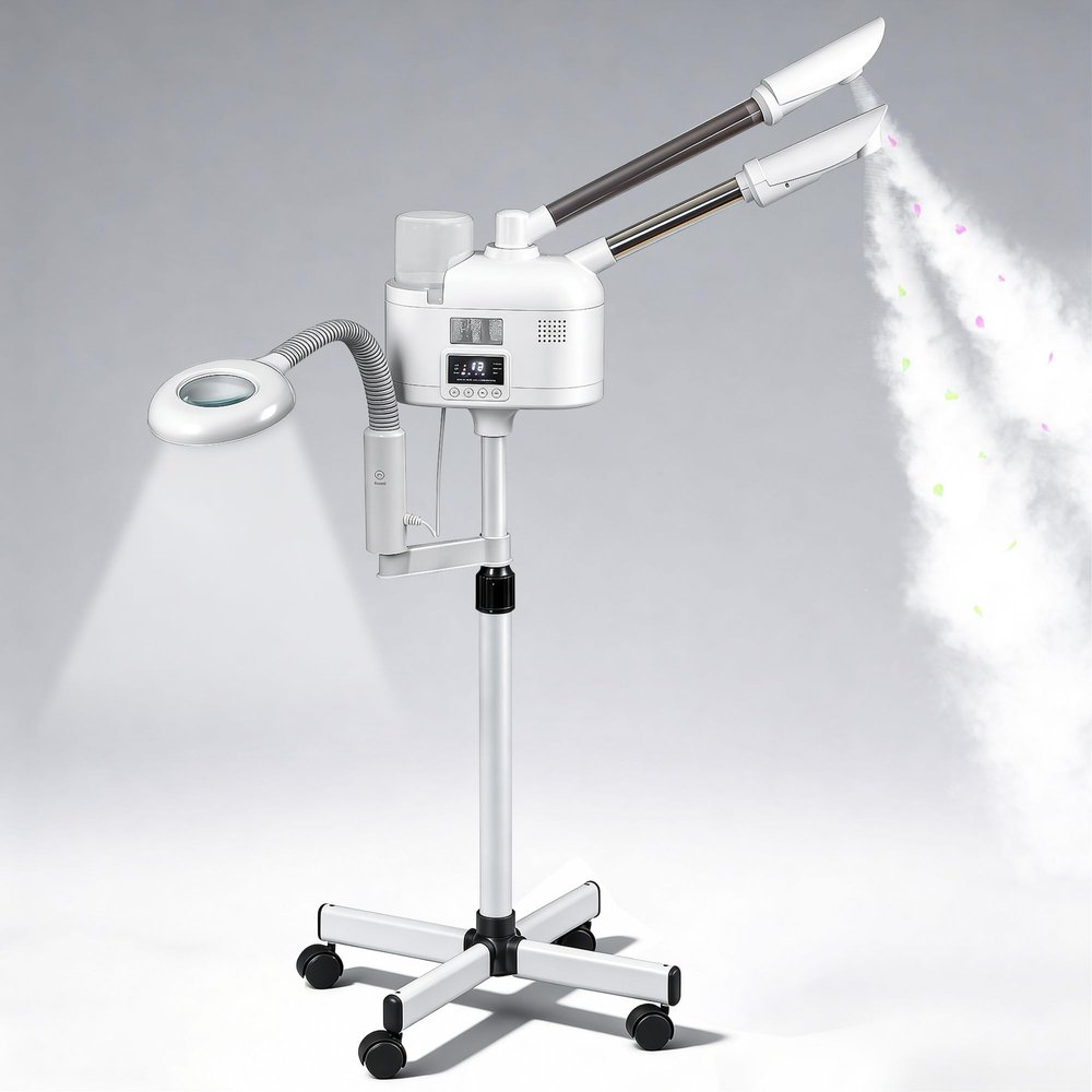 Professional 3 in 1 Facial Steamer for Face Deep Cleaning Ozone Face Steamer with 5X Magnifying Lamp Hot Mist Function for Salon Spa Home Beauty Equipment